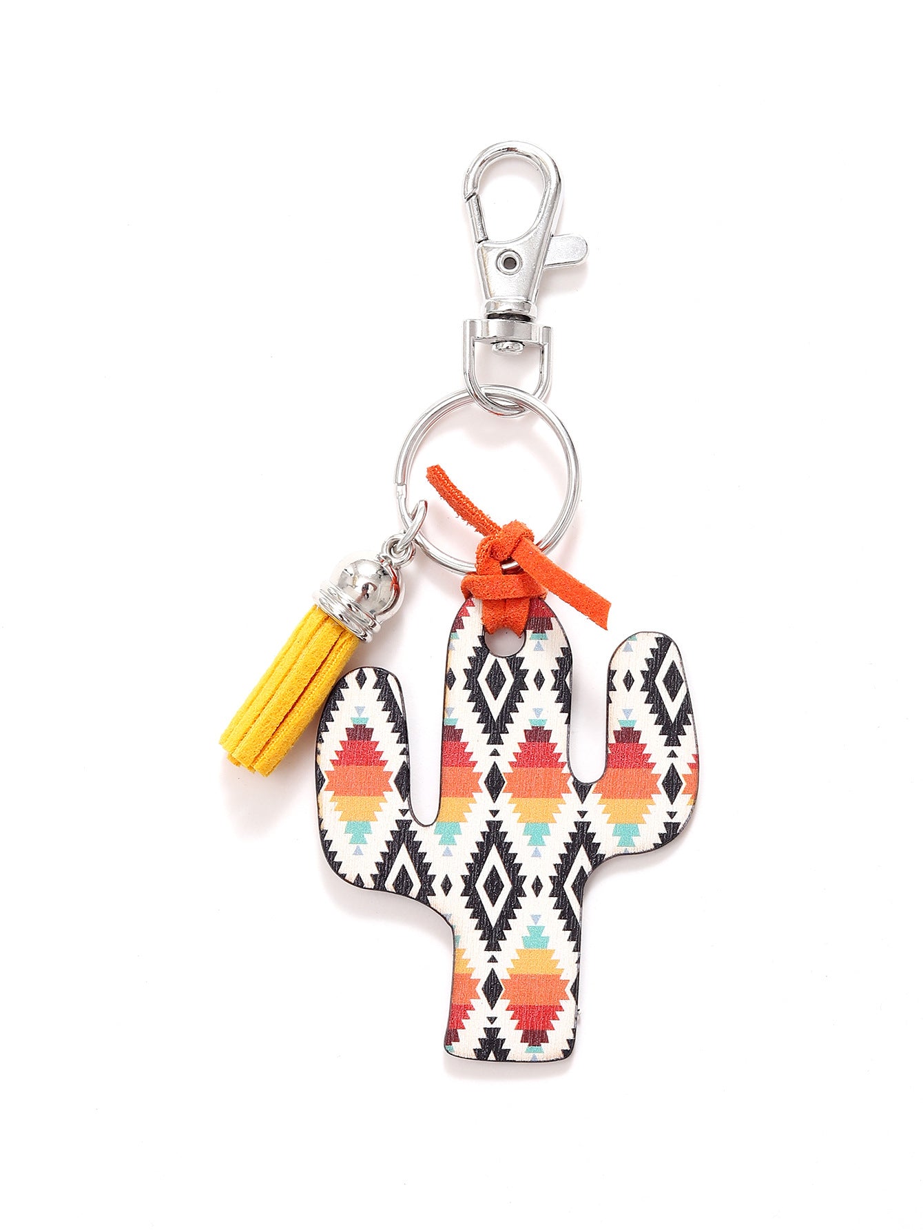 Wholesale Wooden Cactus Leopard Flower Rainbow Sunflower Stripe Printed Keychains
